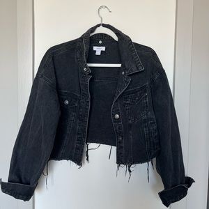 Frayed Black Denim Jacket